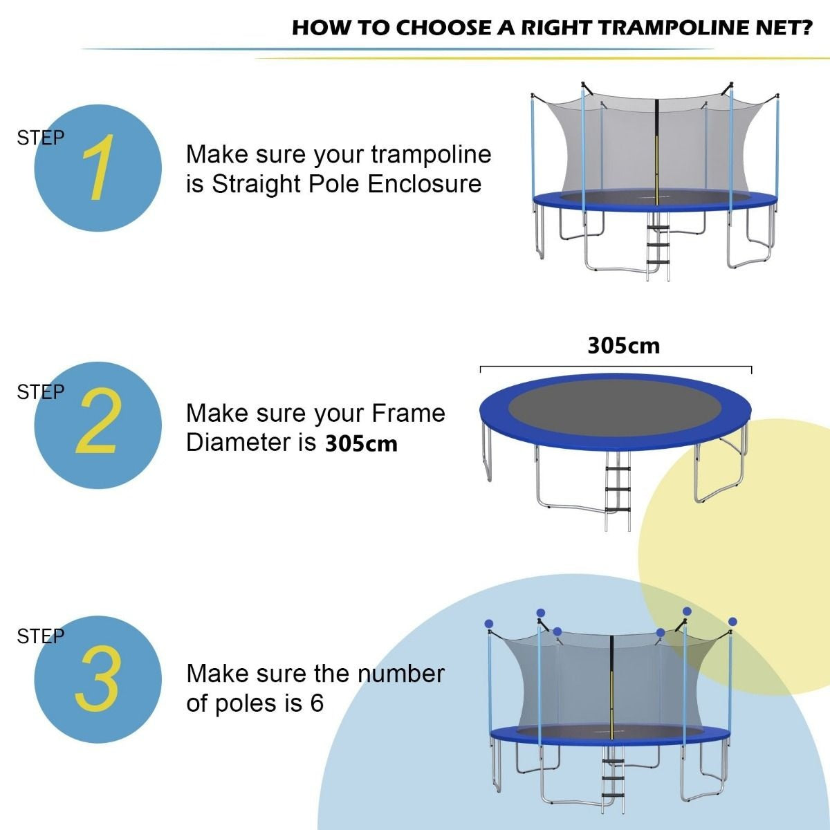 Filet trampoline - Coast - Ø305 cm - Filet de sécurité - Noir