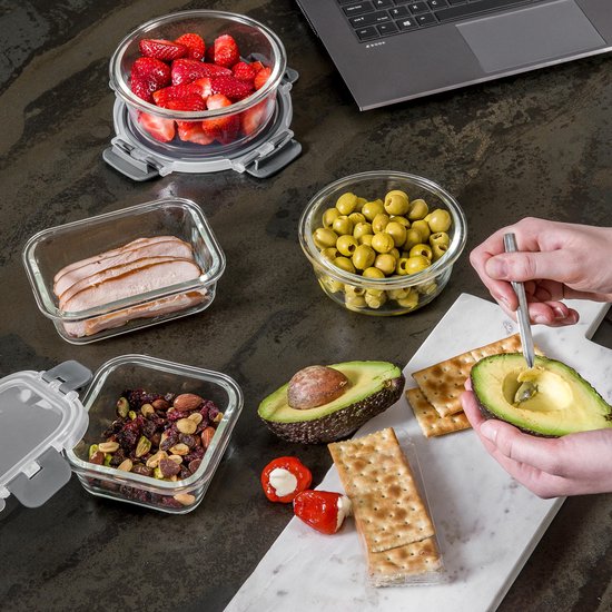 Stosh Freshness Trays - Plateaux pour la préparation des repas - Plateaux de congélation - Verre - 12 pièces - Sans BPA