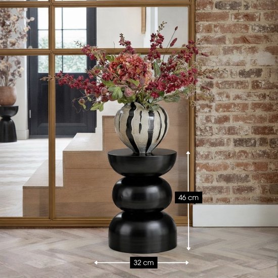 Mica Decorations Luna Table d'appoint - Table d'appoint ronde H46 x Ø32 cm - Petite table en fer pour chambre ou salon - Table de chevet ou table pour plantes - Noir
