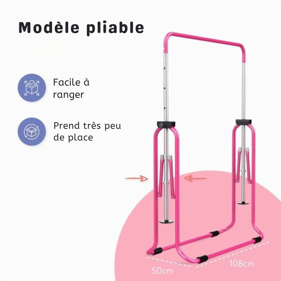 Cadre de gymnastique pliable Proskill- Cadre d'escalade - Réglable en 4 hauteurs - Enfants - Bambin - rose