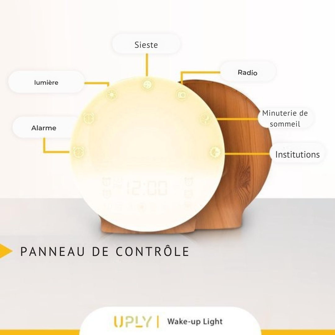 Lampe de Réveil - UPLY - Simulation du Lever et Coucher de Soleil, Sons Naturels, Radio - Commande via App