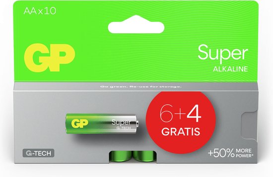 GP Super Alkaline - Pile - AA - 10 pièces