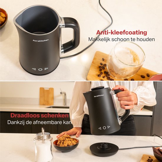 AoraKitchen Milk Frother Electric - 5-in-1 - Milk Frother - 500ML - Touch - Milk Frothers