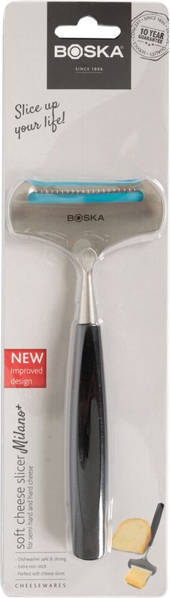 Boska Cheese Slicer Soft Milano+ - Trancheuse pour fromages jeunes - acier inoxydable - Lavable au lave-vaisselle - Trancheuse à fromage Noir - Idées cadeaux - Ustensiles de cuisine - Accessoires de cuisine - Garantie 10 ans