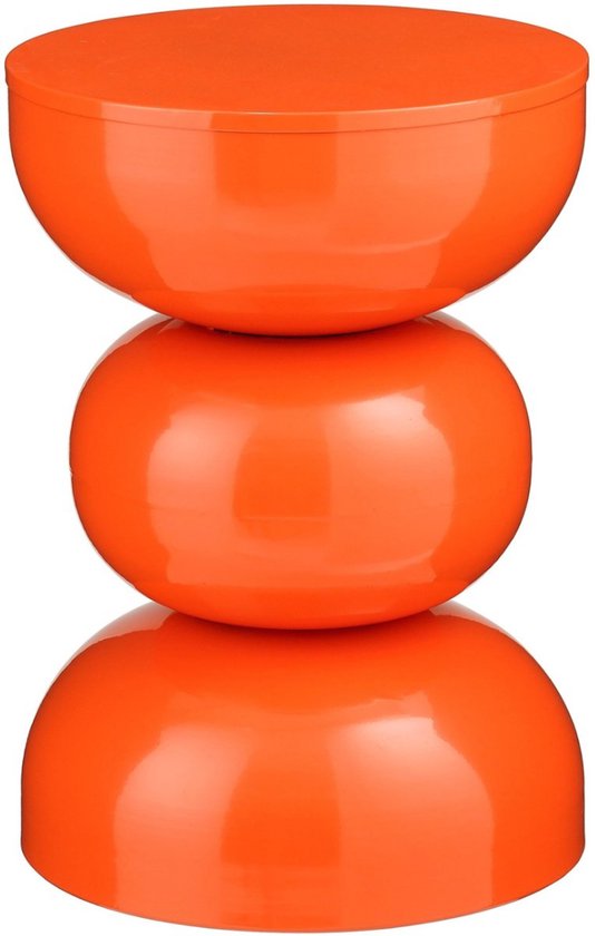 Mica Decorations Luna Table - Table d'appoint au design rond et ajouré en fer robuste - Table basse minimaliste d'intérieur - Table de chevet pour petits espaces - H46 x Ø32 cm - Orange