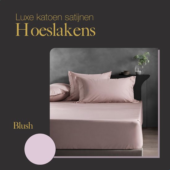 Drap-housse Ten Cate Premium - Drap-housse 90 x 200 - Draps-housses - Satin de coton - Convient aux sommiers à ressorts et aux matelas - Hauteur des coins : 30 cm - Élastique sur tout le pourtour - Ne nécessite pas de repassage - Rose - Blush