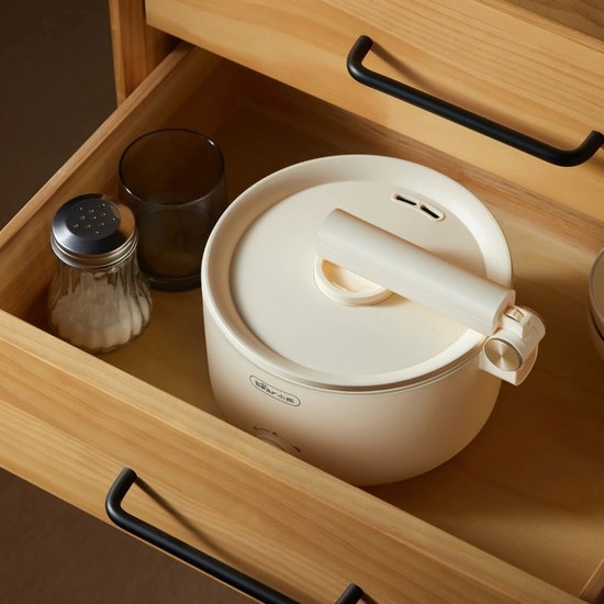 Mini-casserole électrique Bear 1,6 L – 2 réglages de température – Poignée rabattable et revêtement antiadhésif – Multicuiseur compact avec protection contre la cuisson à sec