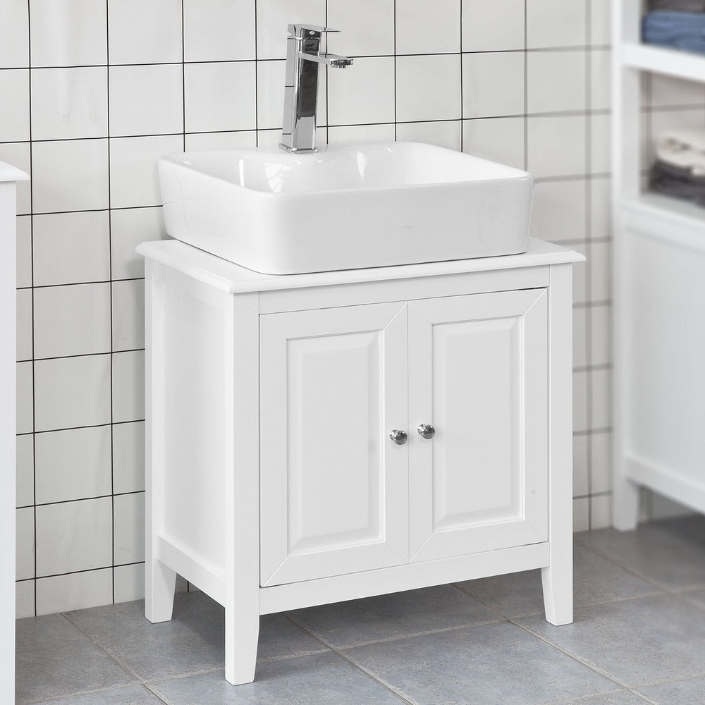 Meuble évier blanc SoBuy, FRG202-W, 2 portes, 70x38x20 cm, Blanc