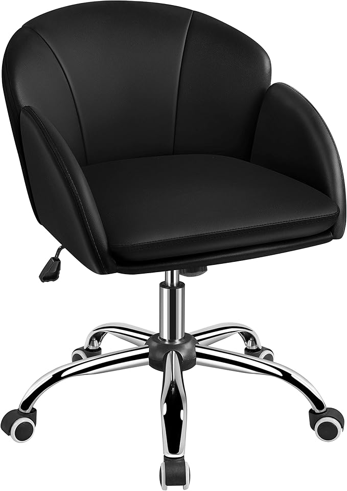 Chaise de bureau ergonomique Yaheetech - Noire - Chaise pivotante réglable avec accoudoirs et fonction d'inclinaison
