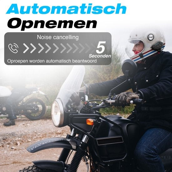 Garpex® Casque de moto - Bluetooth - Intercom - Communication - Haut-parleur - Appel mains libres - Facile à utiliser