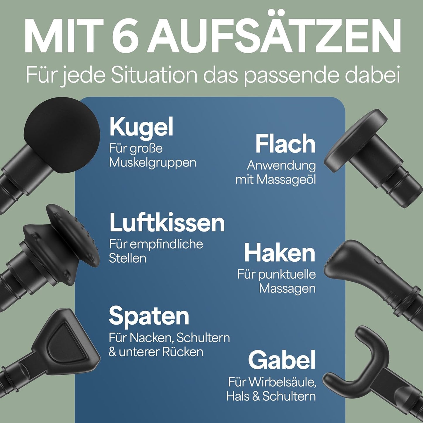 HELDENWERK Pistolet de massage actif - 30 vitesses - 6 têtes de massage - silencieux - rechargeable par USB-C - écran tactile LCD - étui de rangement inclus - blanc