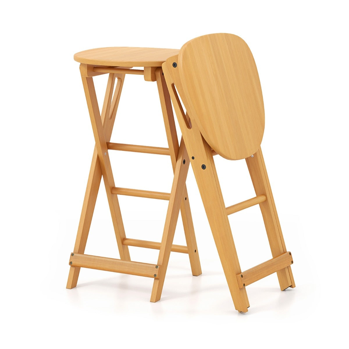 Coast 2 Set tabouret de bar pliant en bambou avec repose-pieds hauteur de chaise 61 cm naturel