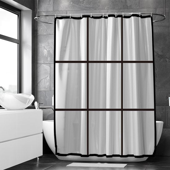 Loti Living Rideau de douche anti-moisissure - Noir transparent mat - Anneaux inclus - Imperméable - PEVA - Rideau de douche 180x200 cm