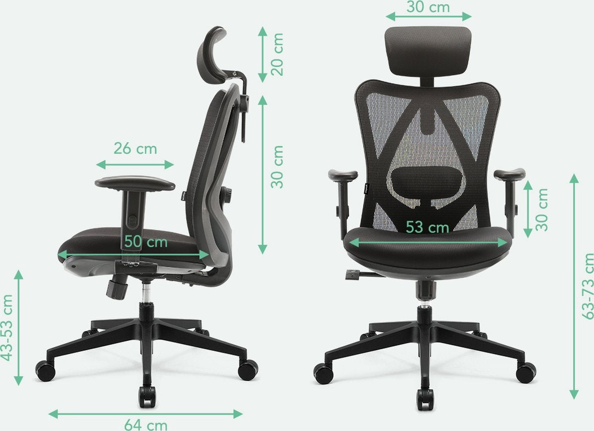 Chaise de bureau ergonomique LifeGoods - Noir
