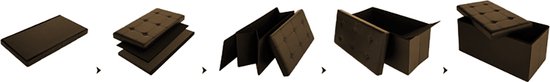 Banc Casaria avec rangement - 80x40x40cm 100L Faux cuir - Marron