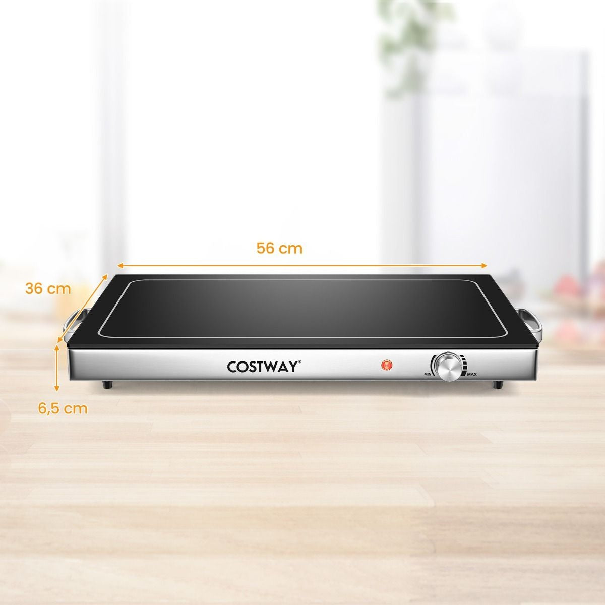 Chauffe plat électrique - Coast - 56 x 36 cm - Plaque chauffante électrique de 50 °C à 120 °C - Acier inoxydable