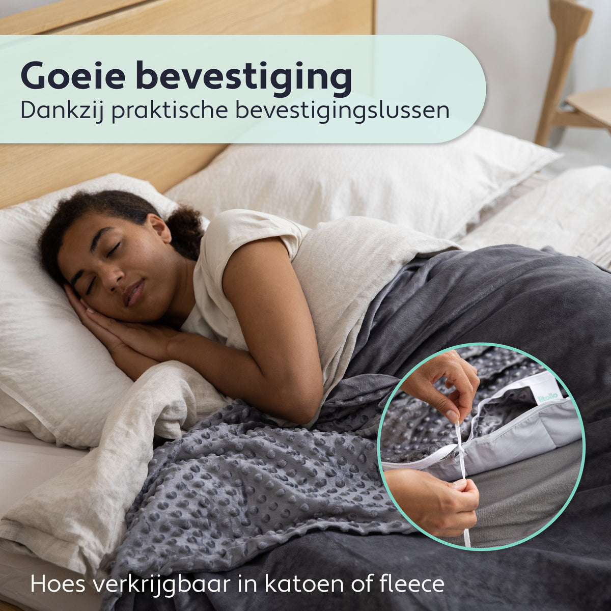 Litollo Weighted Blanket 8 kg - Couverture lestée - matériau durable en bambou - gris - 150x200cm