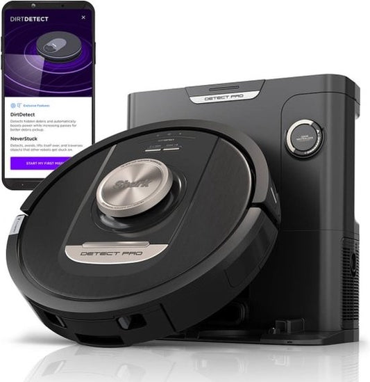 Robot aspirateur Shark PowerDetect avec station de vidange/chargement - Navigation laser complète à 360° - Avec application et technologie anti-odeurs - Pour animaux domestiques - RV2820VEEU