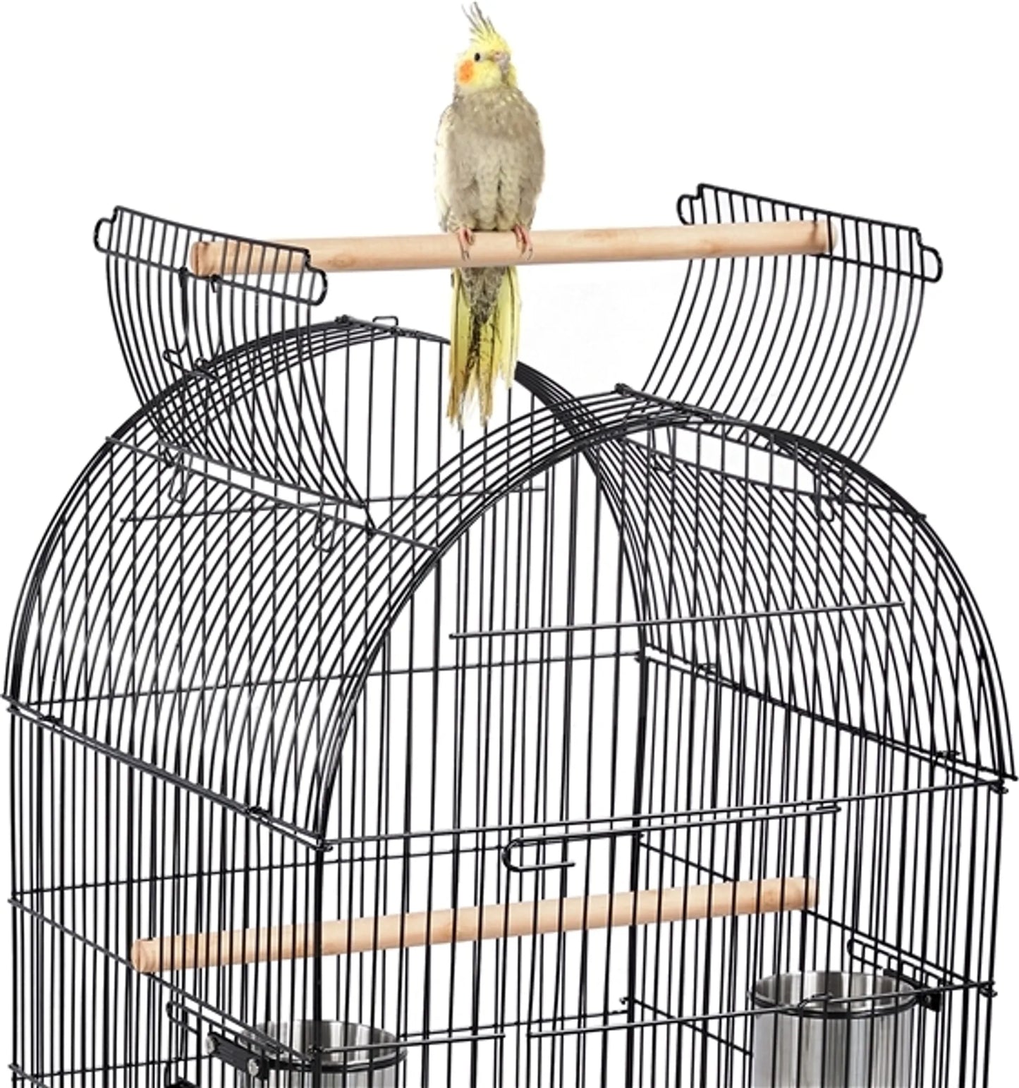 Yaheetech Cage à oiseaux - Perruches et perroquets - 59.5x59.5x150 cm - Mobile - Support amovible - Perchoirs - Noir