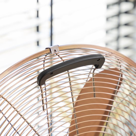 Ventilateur sur pied Tristar Retro 40 cm – 50 W – 3 vitesses – Oscillation à 85° – Réglage en hauteur – Couleur cuivre – VE-5971