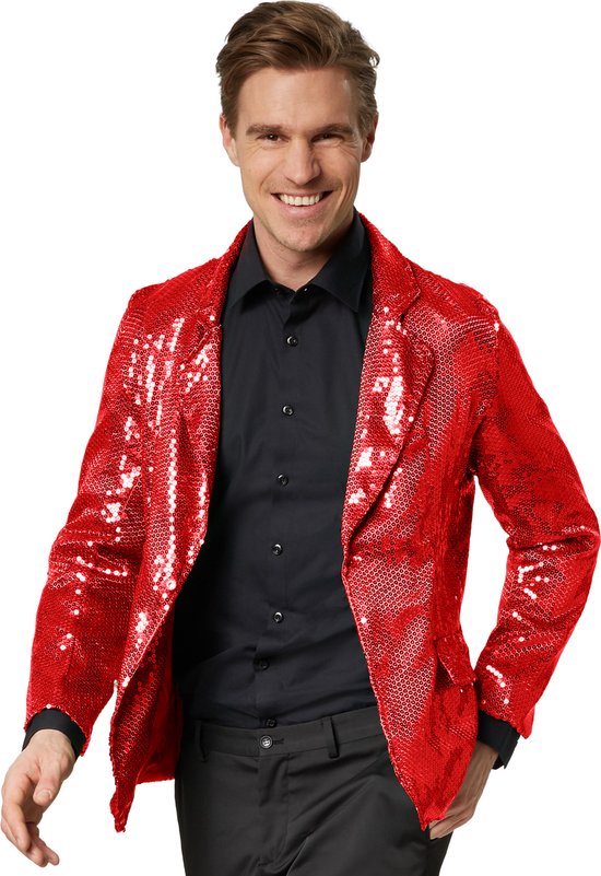 dressforfun - Veste à paillettes pour homme, rouge, taille L - déguisements, costumes, Halloween, tenues de fête, tenues de carnaval, vêtements de carnaval, tenues de soirée - 303948