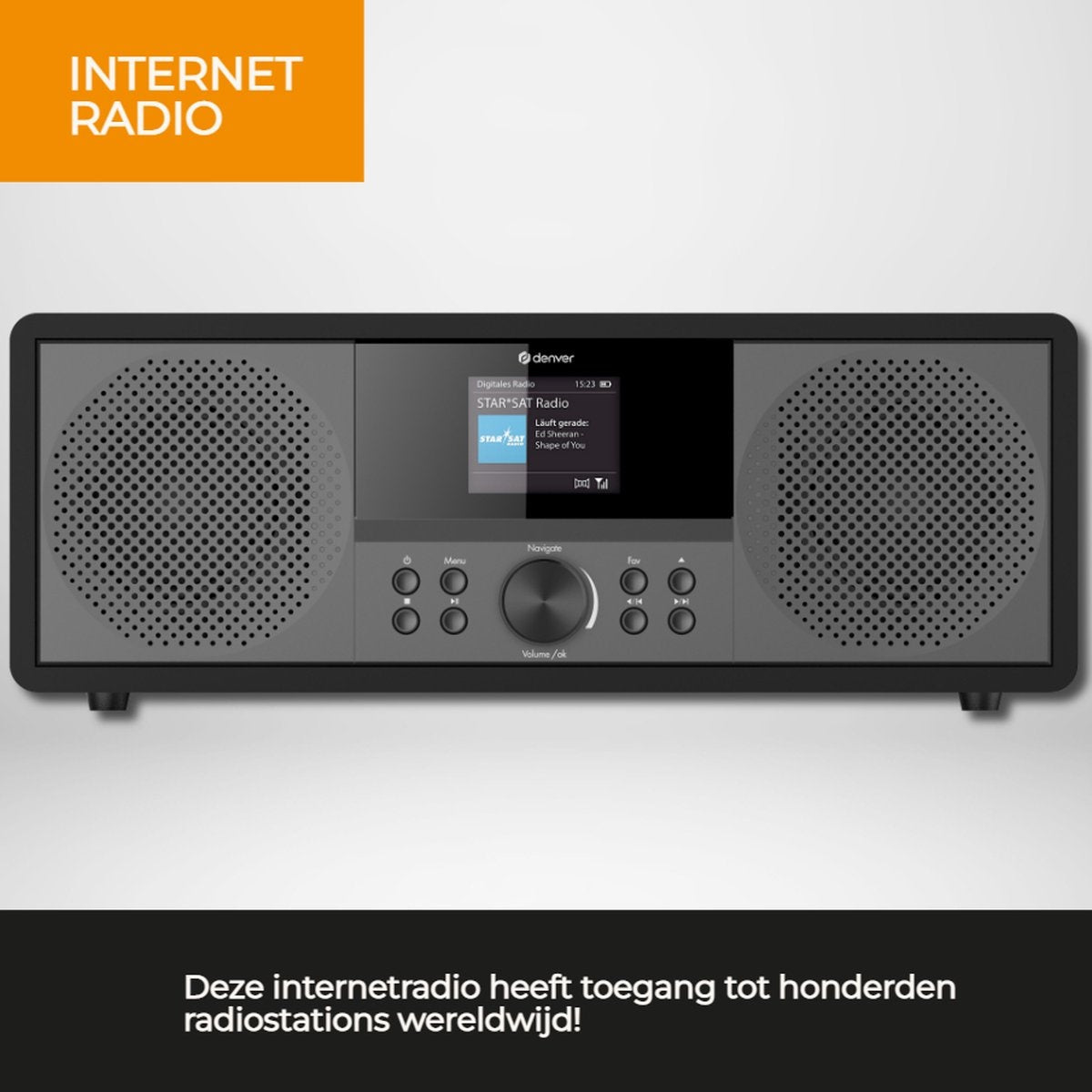 Denver - Radio Internet et DAB+ - MIR-270 - Ecran couleur 2,4 pouces - 200W Bluetooth & lecteur CD - USB & AUX - Plastique & Métal - Noir