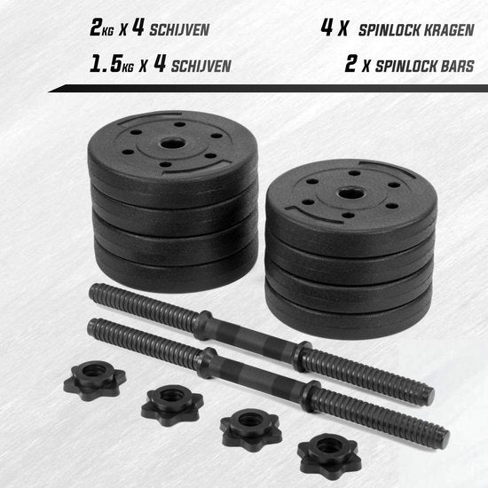 Fitby Dumbells - Haltères - Jeu de poids - Haltères réglables - Jeu d'haltères - Jeu d'haltères - 15 kg