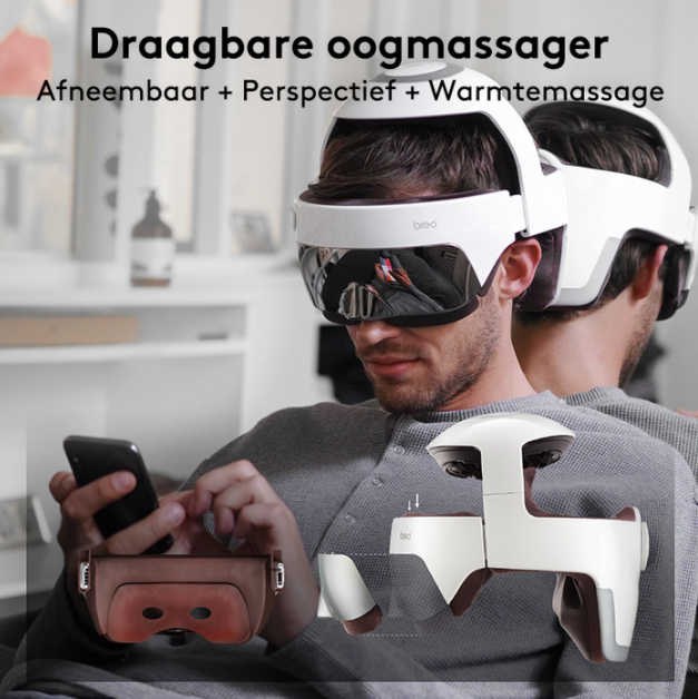 Appareil de massage électrique pour la tête Breo iDream5s - Blanc - Massage des yeux et de la nuque avec fonction chauffante