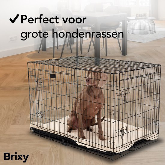 Brixy Dog Bench - Banc pour chiens - Taille XL - Pliable - 107 x 72 x 77 CM - 2 portes - Noir