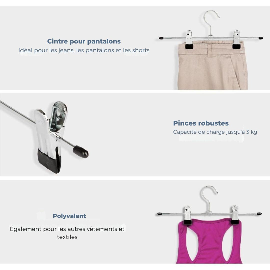 Cintres pour pantalons LifeGoods - 20 pièces - antidérapant - métal