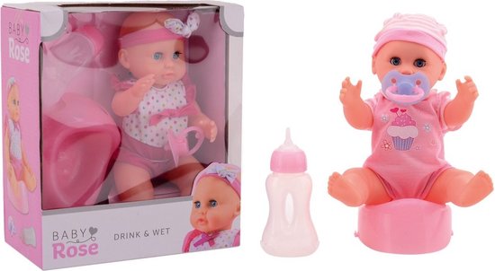 Baby Rose poupée qui boit et fait pipi 25cm - Baby doll