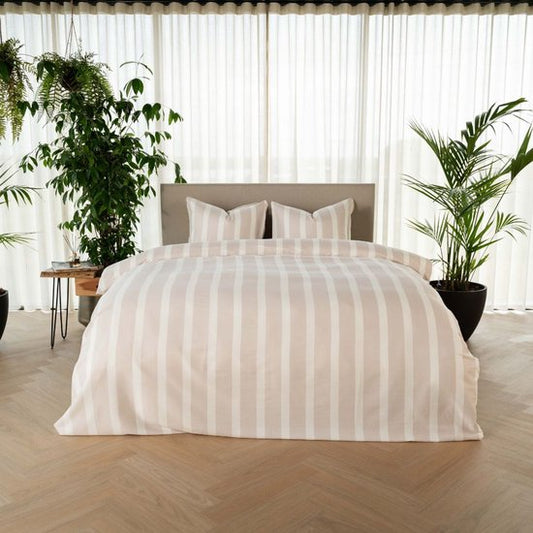 Housse de couette Kayori Dasshu en satin de coton - 260 x 200-220 - Lit jumeau - Gris