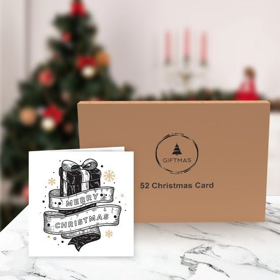 Giftmas Cartes de Noël - Cartes de vœux - 52 pièces - Avec enveloppes et autocollants - 10x10cm