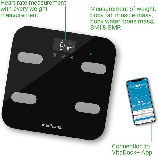 Medisana BS 602 - Pèse-personne avec analyse corporelle Connect (Wi-Fi)