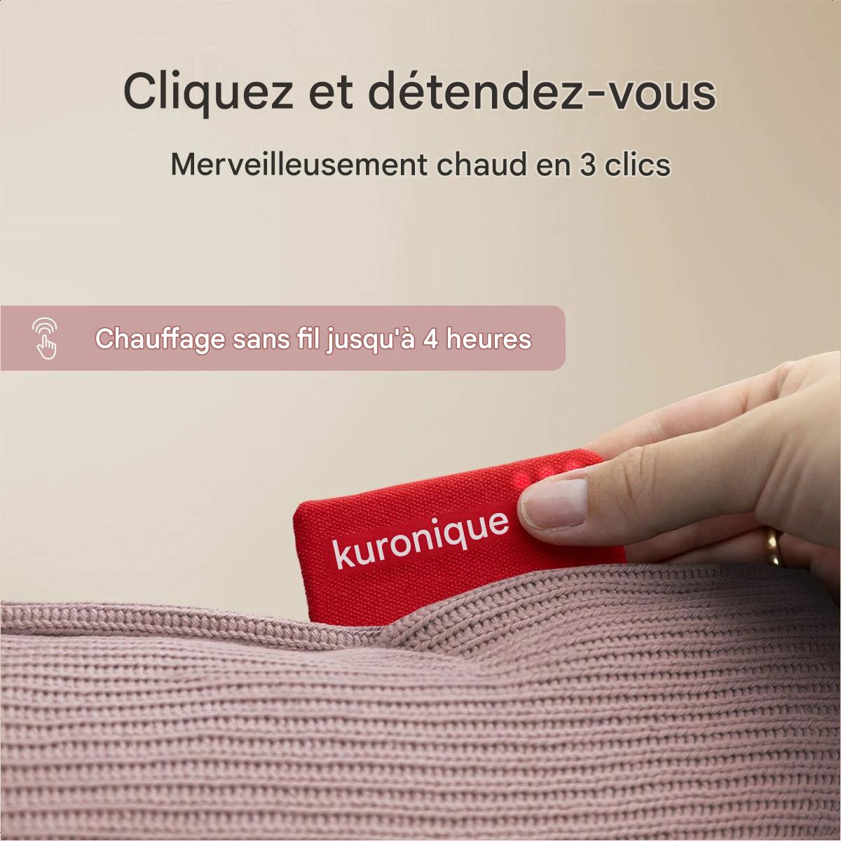 Auronic Heat pad - Tricoté - 45x45 cm - Sans fil - Rechargeable - Électrique - Infrarouge - Rose poudré