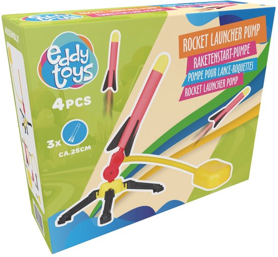 Eddy Toys – Fusées jouets – Fusées en mousse avec pompe à air – Kit Stomp Rocket pour enfants – 3 fusées en mousse de 25 cm – Jouets d'extérieur à partir de 4 ans