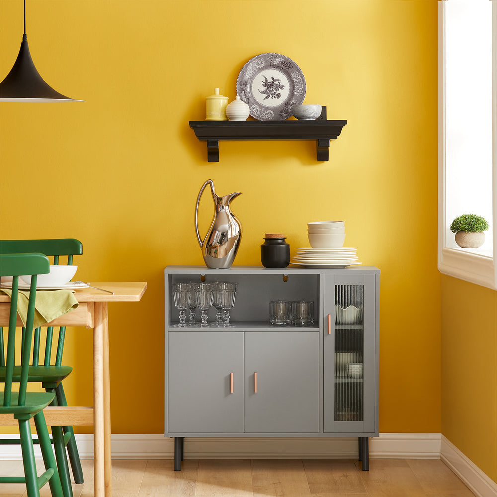 SoBuy FSB82-HG Buffet de salle à manger - Armoire de cuisine - Armoire à chaussures - Armoire à chaussures - Armoire d'entrée - Armoire de rangement avec 1 compartiment et 2 portes