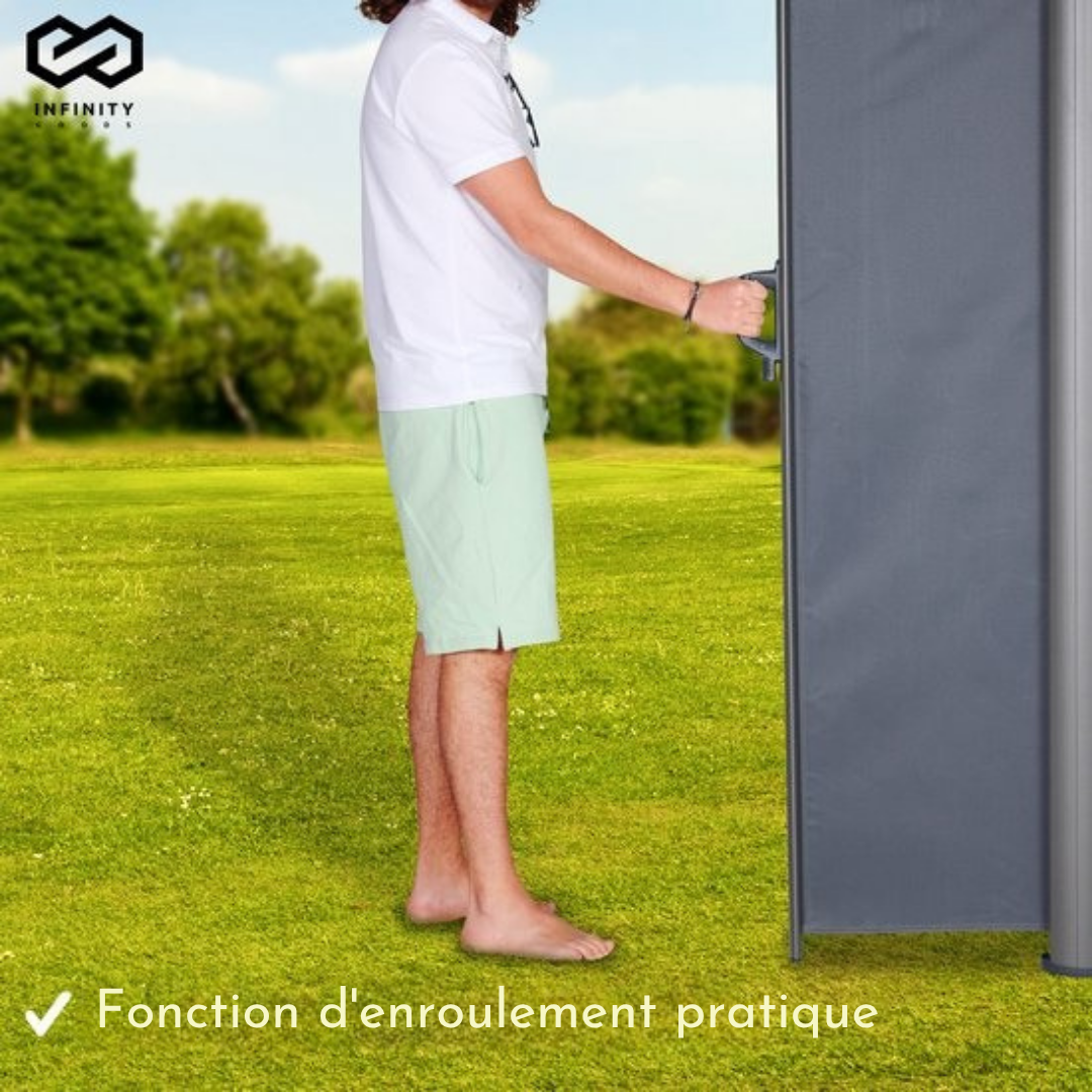 Brise-vent extensible Infinity Goods - 300 x 140 cm - Rétractable - Résistant aux intempéries - Anthracite