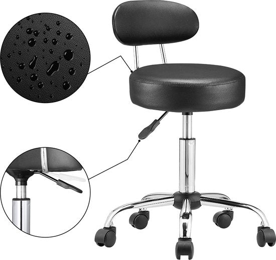 Tabouret pivotant Casaria avec dossier - Hauteur d'assise réglable 46 - 60 cm
