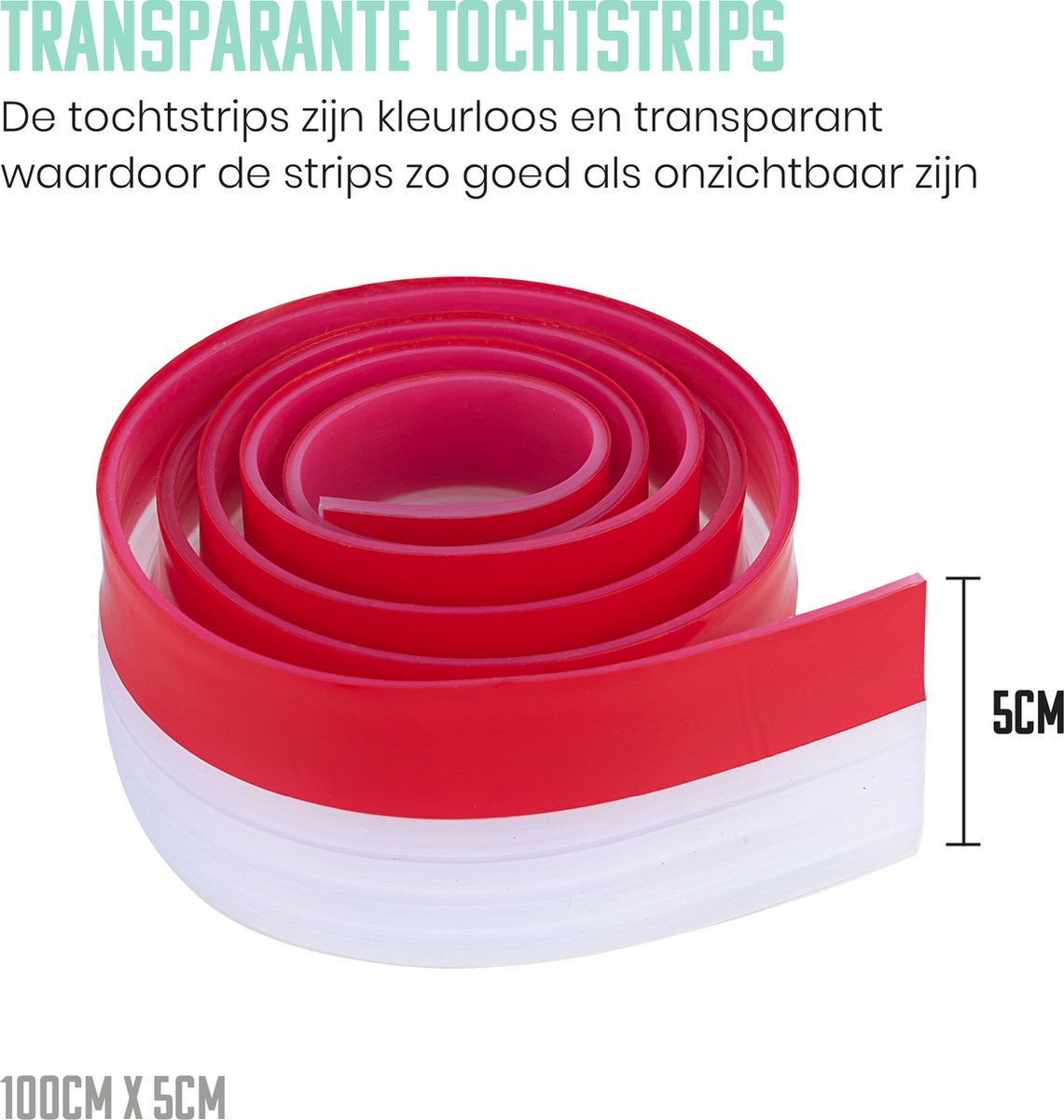 SOLITY® Adaptable Draught Stopper - Bande d'étanchéité autocollante pour portes - Transparente - 100 cm x 5 cm