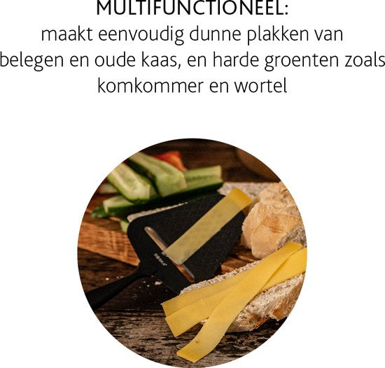 Boska Trancheur de fromage Monaco+ foncé - Trancheur de fromage design - Trancheur de fromage à pâte dure - Trancheur de fromage foncé - acier inoxydable - Trancheur de fromage lavable au lave-vaisselle - Conseil cadeau - Ustensiles de cuisine - Accessoir