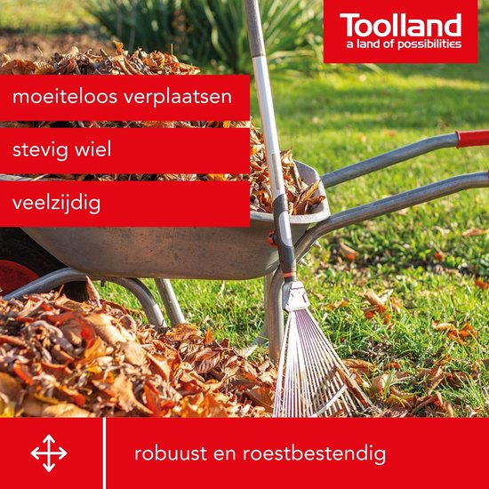 Brouette Toolland, 85 litres, kit, idéal pour le transport de matériaux divers, robuste et antirouille, montage facile, acier galvanisé, roue pneumatique, 12 kg