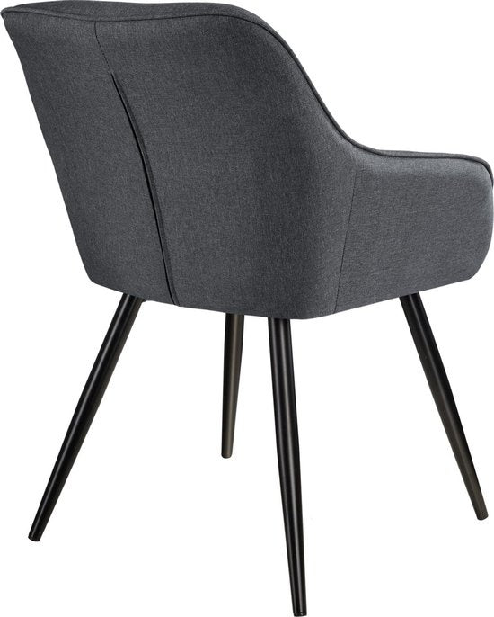 tectake® - Chaise Marilyn Linen Look - chaises de salle à manger - sièges baquets - gris foncé / noir - 403672