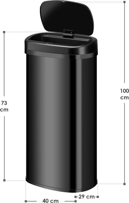 Poubelle automatique / Poubelle / Poubelle à détecteur - 70 litres - Noir - Rectangle