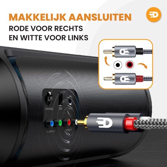 Drivv. Premium Tulip Stereo Audio Cable - 2RCA to 2RCA - Tulip Cable - 1 mètre