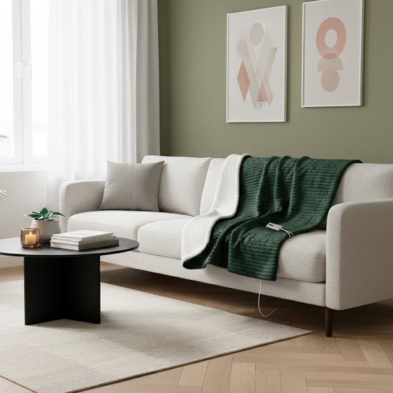 Tomado TEB1804G - Couverture électrique - Couverture à enrouler - Couverture chauffante - Tissu polaire ultra-doux - 180 x 130 cm - Vert
