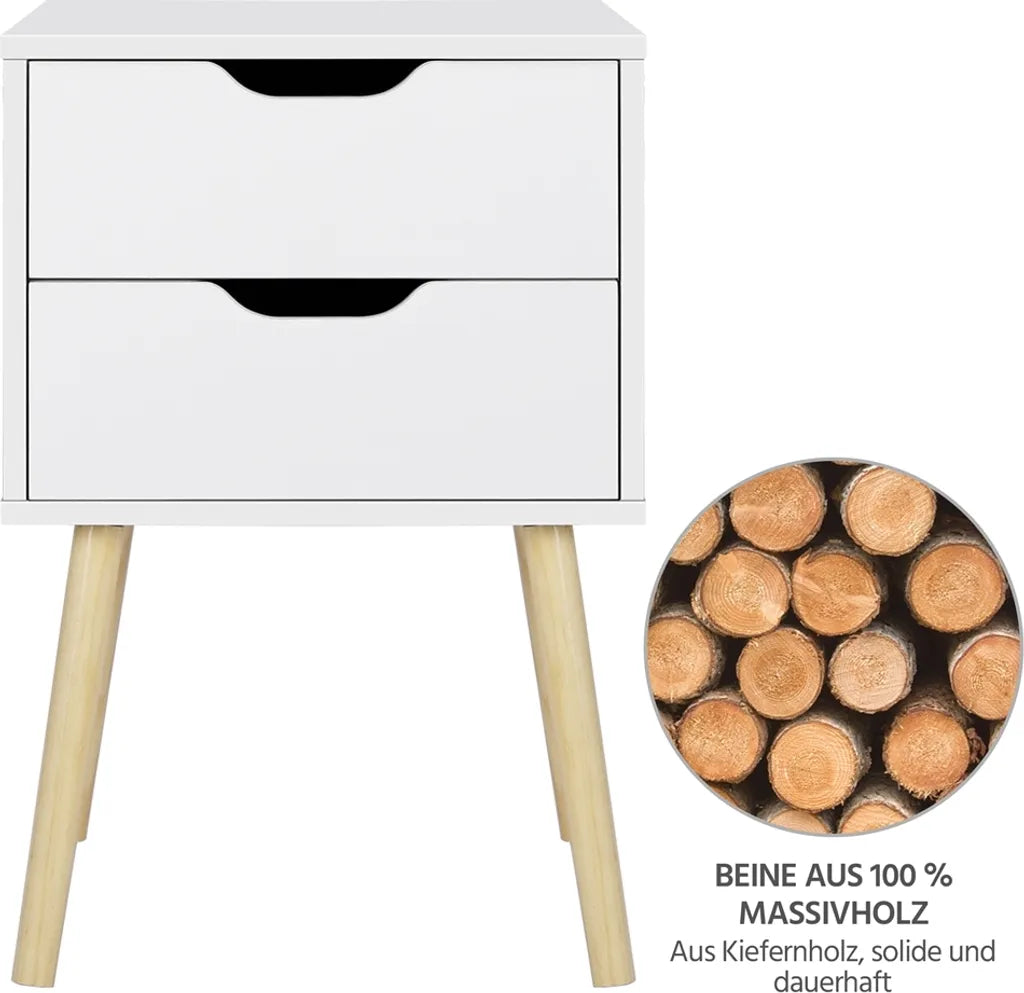 Yaheetech Lot de 2 tables de chevet 40 x 40 x 61 cm - Blanc - Tables d'appoint en bois à 2 tiroirs