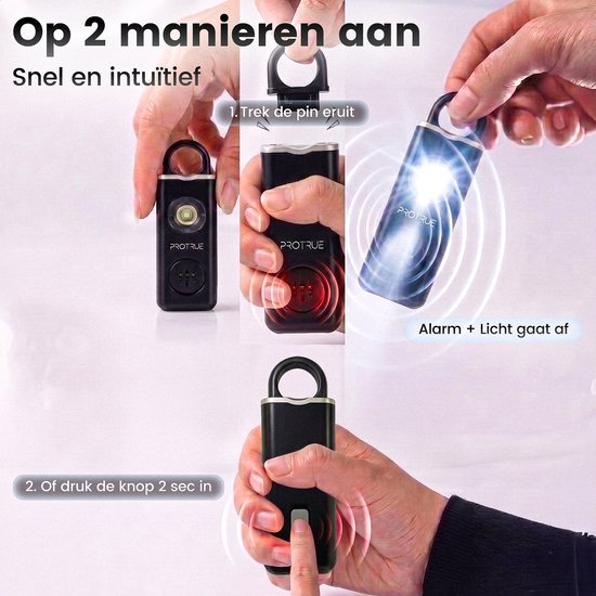 Alarme personnelle - Porte-clés d'autodéfense - Alarme de poche 130 dB avec lampe de poche - Spray au poivre - Rechargeable