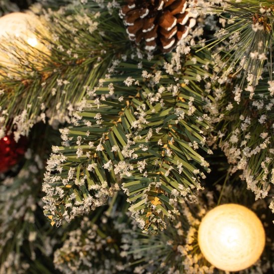 Black Box Trees Kaprun : sapin de Noël artificiel avec illuminations - Sapin de Noël artificiel H 90 x Ø 51 cm - en pot avec décorations - Vert, rouge, givré