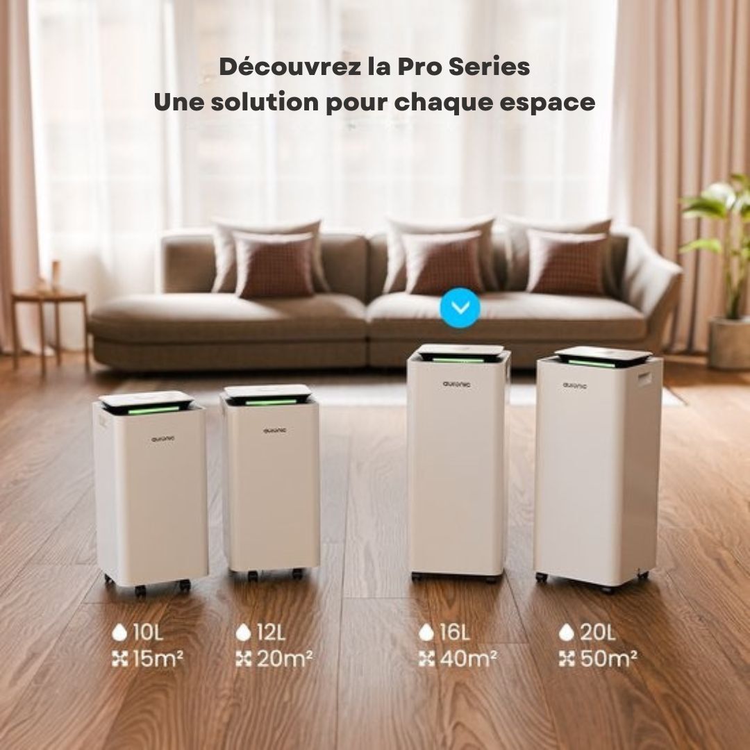 Déshumidificateur et purificateur d'air Auronic - Pro Series - 16L par jour - Fonction Wash-dry - Chambre à coucher, salle de bain et salon - Blanc